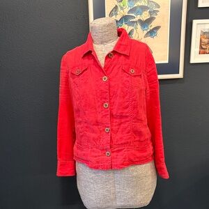 Chico’s Button-Up 100% Linen Shirt Jacket Shacket Size Large